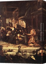 Supper Canvas Paintings - The Last Supper [detail 1] by Jacopo Robusti Tintoretto
